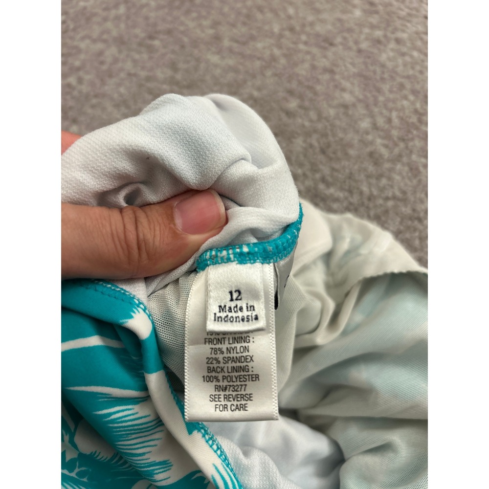 Croft‎ & Barrow Swim Dress Womens 12 Teal Floral Excellent Ruched One Piece - Picture 7 of 10
